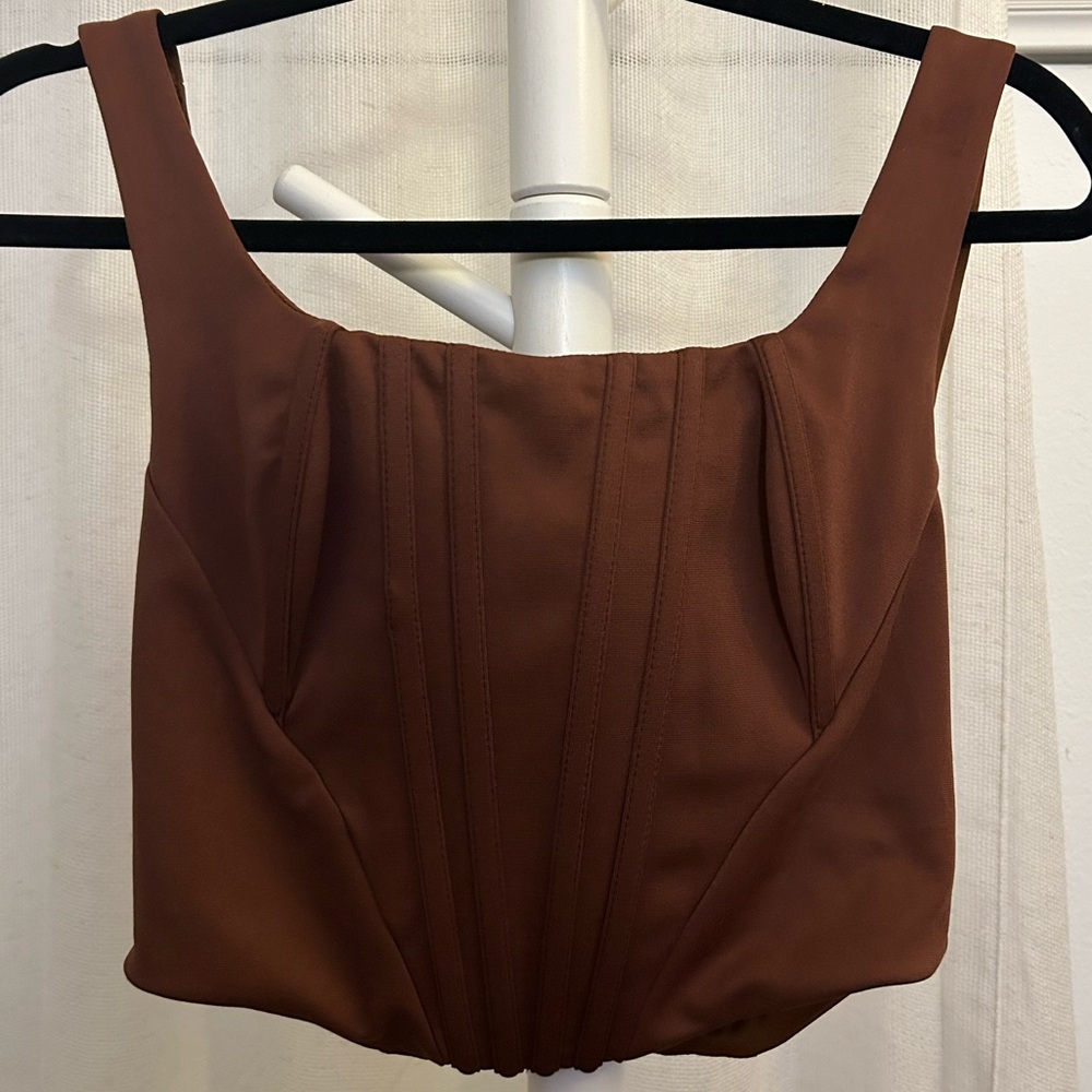Brown cropped corset top